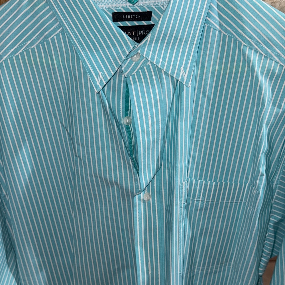Ariat Teal Striped Button Down Shirt - Picture 2 of 5